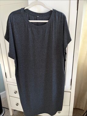 Relaxed Gray Short Sleeve T Shirt Dress XL